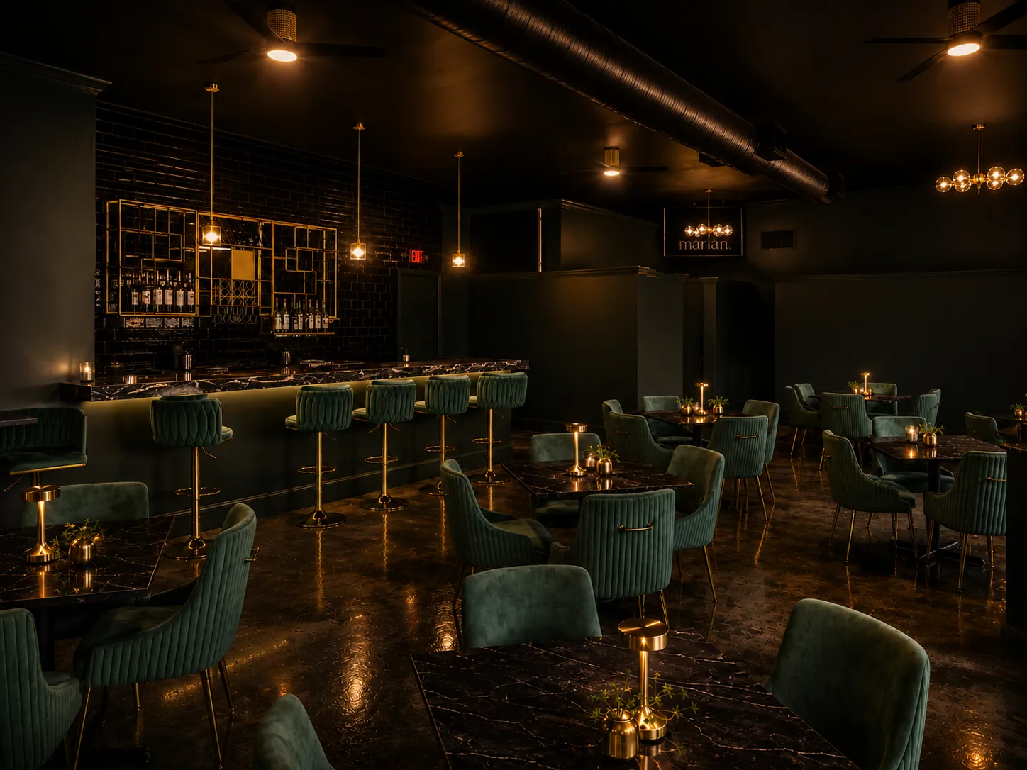 Marian dining room and bar seating
